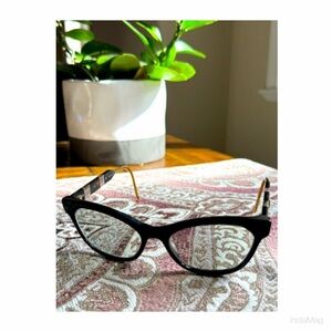 Gucci Black with Mother of Pearl and Signature Gold Temple Eyeglasses